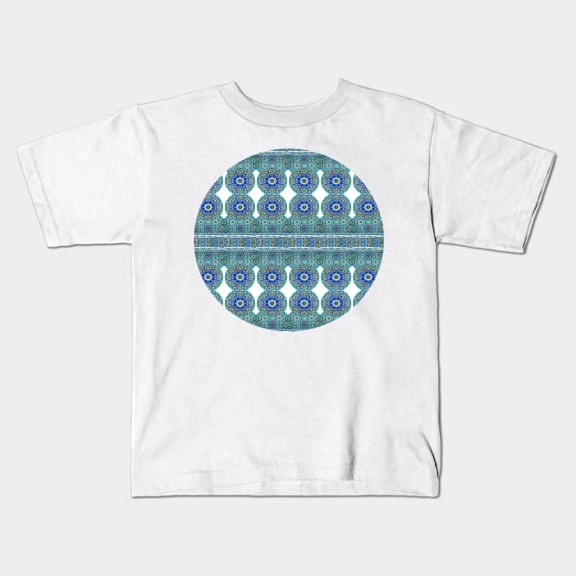 Persian and Royale Blue Moroccan Pattern (Decorative Border) Kids T-Shirt by The Ministry of Fashion Prints